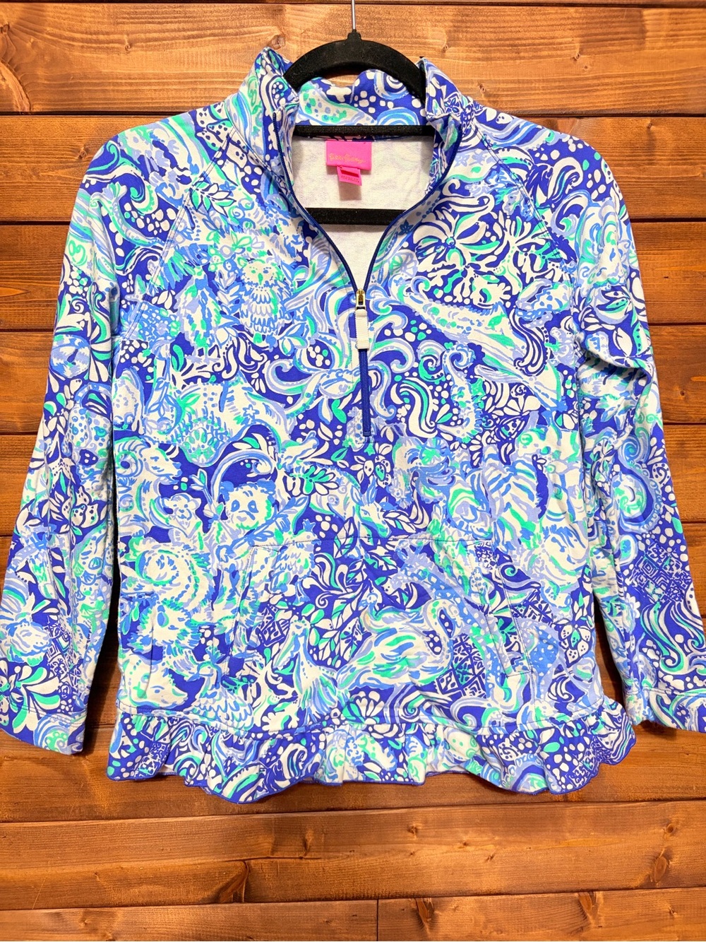 Girls Lilly Pulitzer Kids Killian Popover Zip Sweatshirt Animal Pouch Pocket